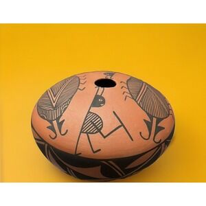 Acoma Pottery by Pauline Abeita Native American Terra Cotta Clay Pot Bugs VTG